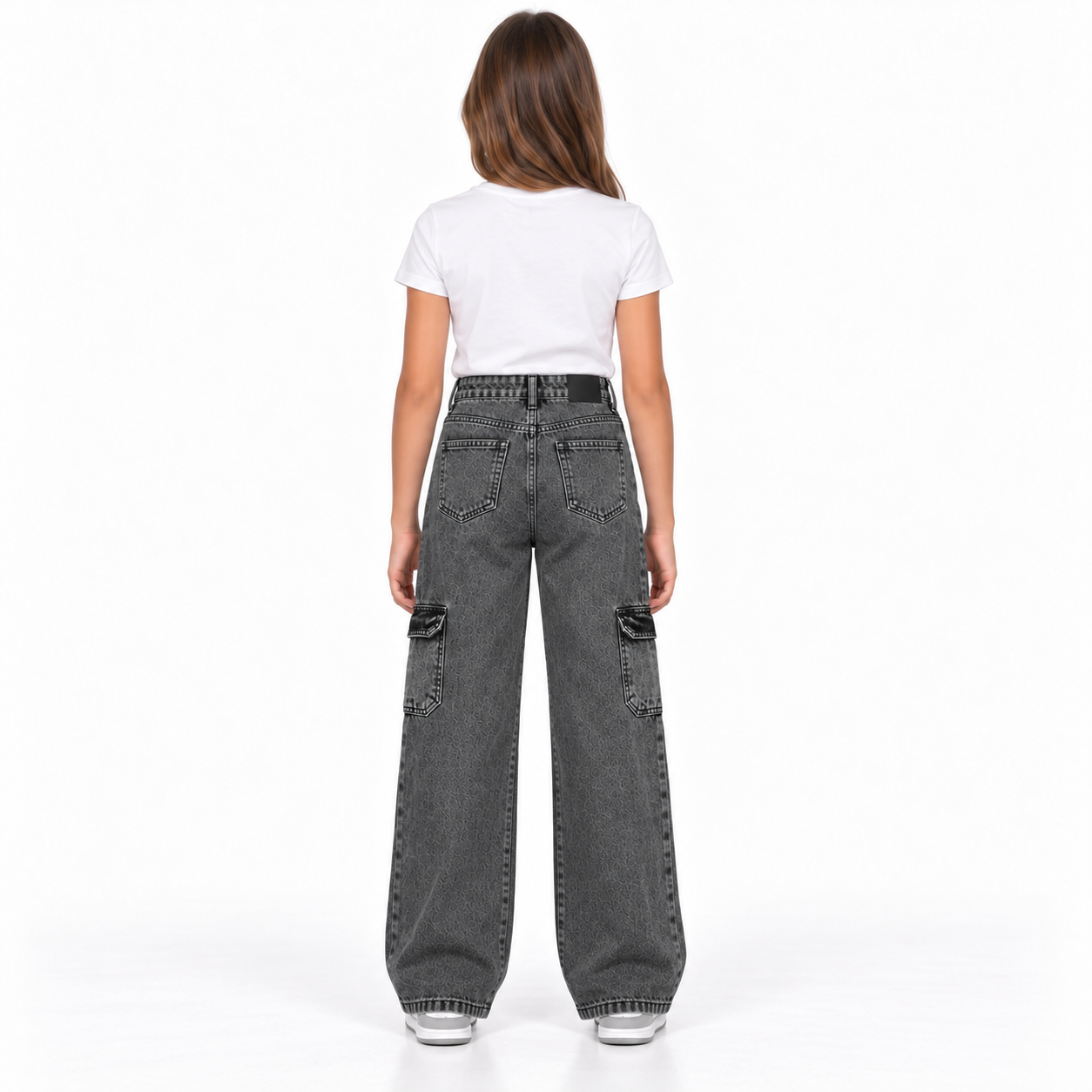 Calça Jeans Black Wide Leg Cargo Juvenil - Imagem 2